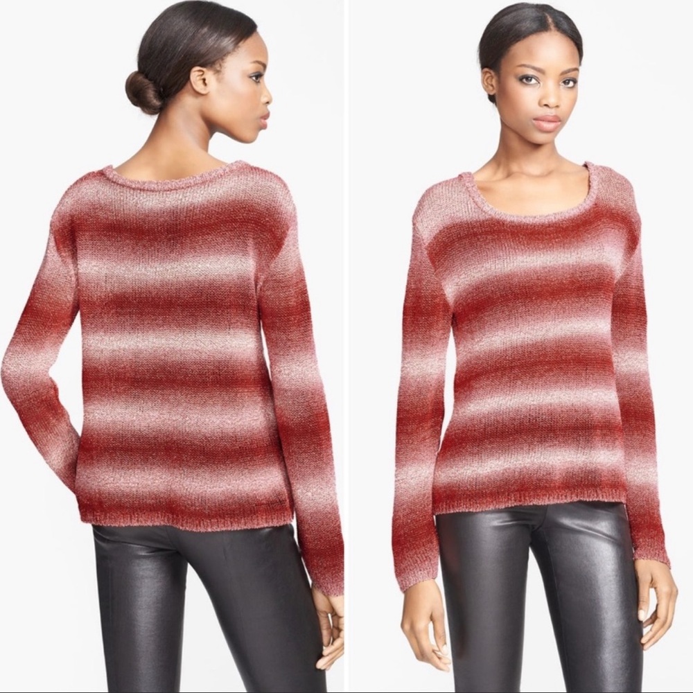 Alice + Olivia red ombre open knit striped sweater NWT sz XS